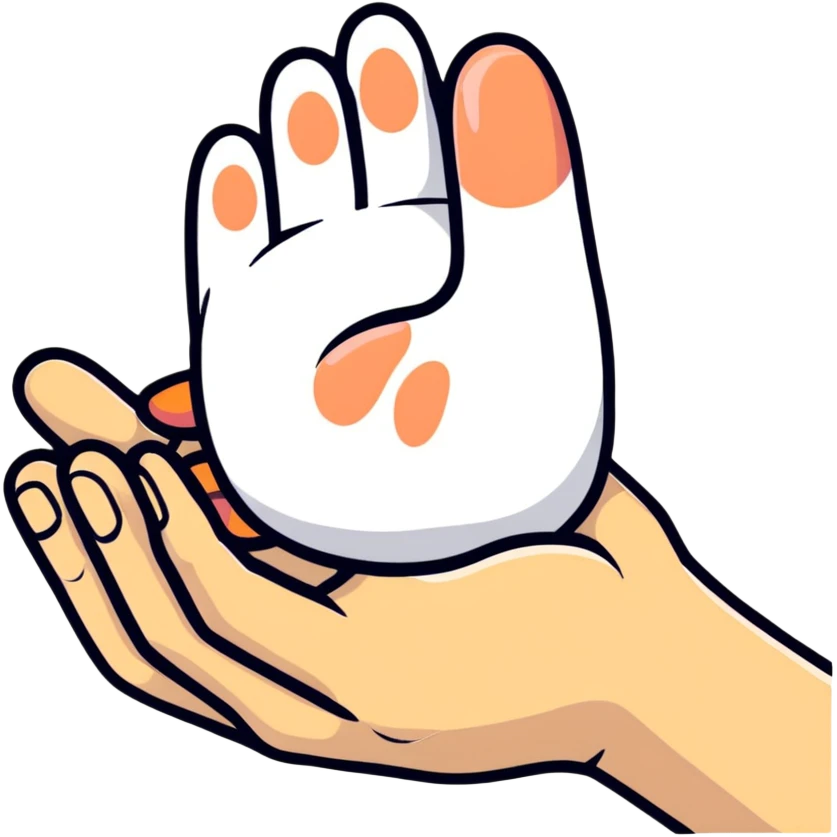 cat paw touching human hand in friendship emoji