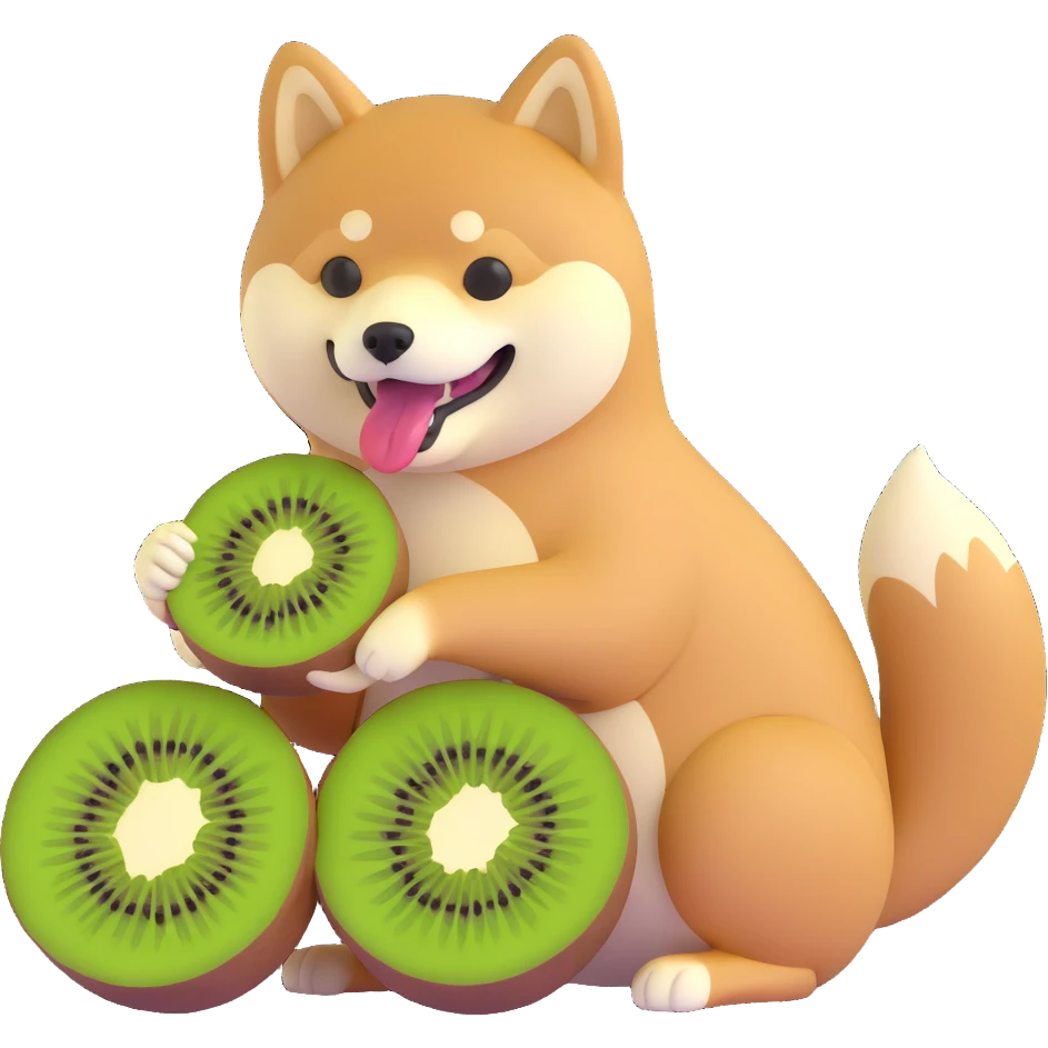 shiba inu eating kiwi emoji