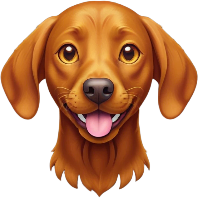 Cinematic Comical Vizsla Portrait Emoji, Head tilted dramatically with an exaggeratedly amused expression, featuring a striking rust and gold Fur with bold accents, wide, expressive amber eyes filled with playful disbelief, Simplified yet hilariously expressive features, highly detailed, glowing with a slightly sassy glow, high shine, dramatic yet playful, stylized with an air of cheeky mischief, bright and endearing, soft glowing outline, capturing the essence of a spirited and over-the-top companion, so meme-worthy it feels like it could side-eye its way into internet fame instantly! emoji