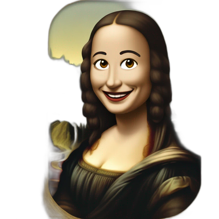 painting of the Mona Lisa smiling emoji