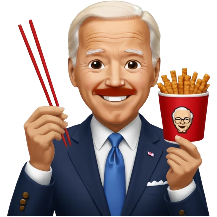 Joe Biden eating KFC with chopsticks emoji
