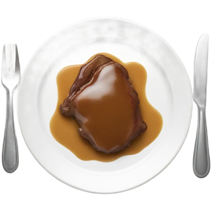 Chicken liver with gravy in a white plate emoji