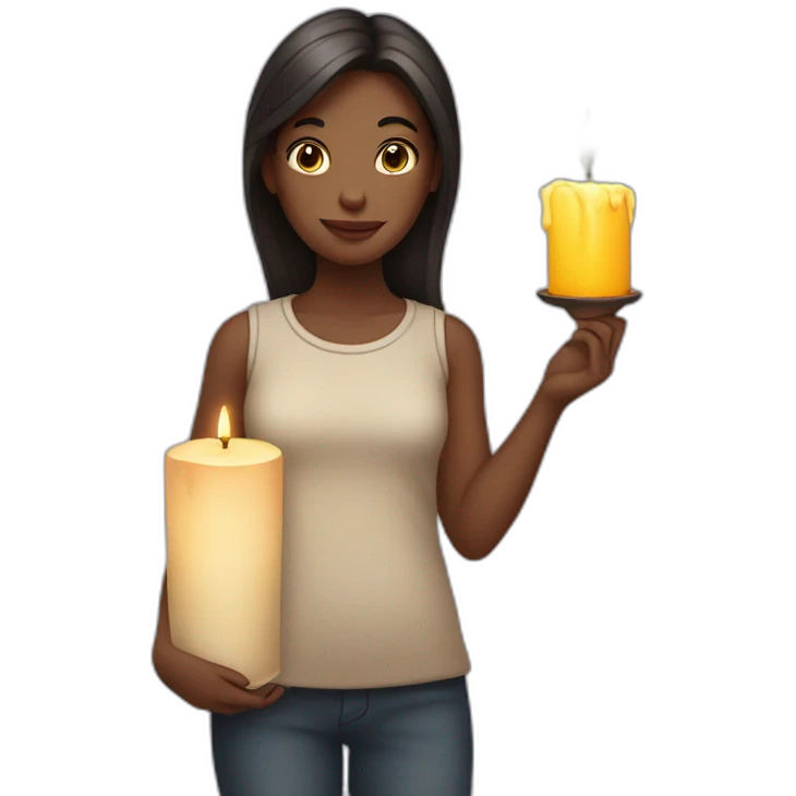 girl stands with a candle in her hand emoji