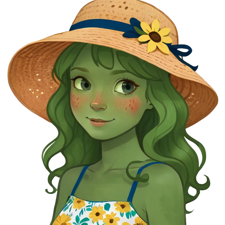 Girl long strawberry blonde wavy hair blue eyes freckles  emoji