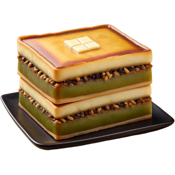 martabak manis-cinematic-realistic-martabak manis-dish-emoji,-depicted-as-a-single,-square-slice-of-sweet,-thick-martabak manis-with-a-rich,-indulgent-filling,-rendered-with-detailed-textures-and-vibrant,-appetizing-lighting emoji