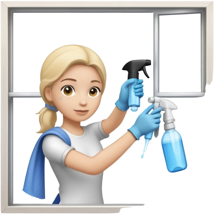 window cleaning with spray bottle and cloth emoji