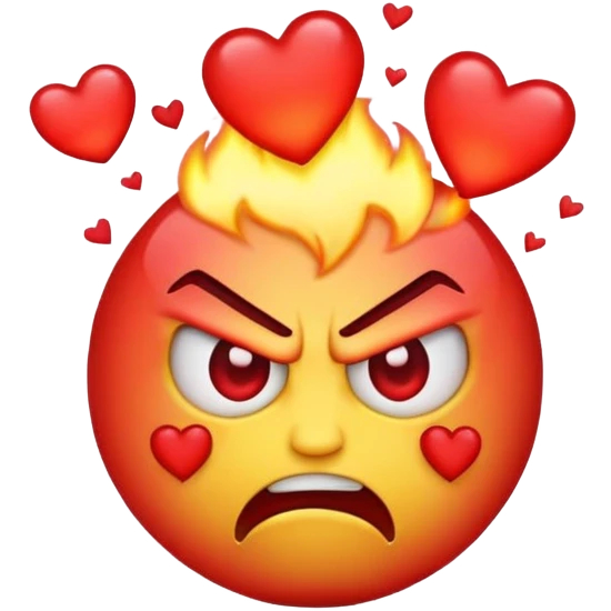 emoji with hearts but angry  emoji