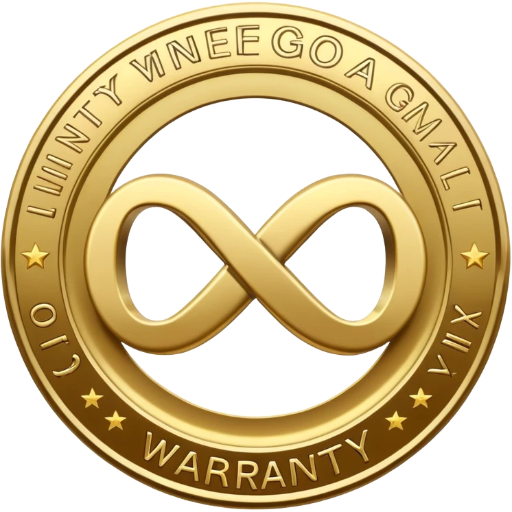 warranty seal with infinity symbol, lifetime guarantee badge emoji