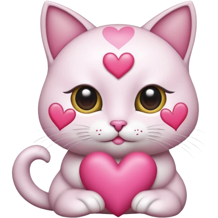 GATITA ENAMORADA CON UN MOÑO CON OJOS DE CORAZON  emoji