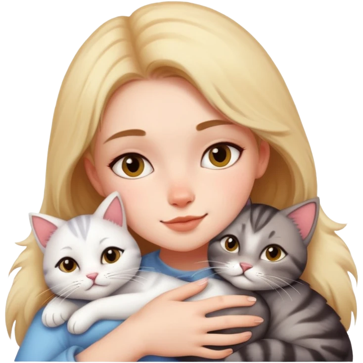 Girl snuggling with cats emoji