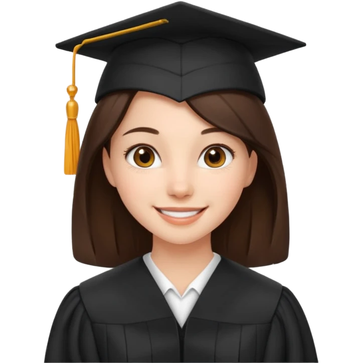 young brunette girl university graduate emoji