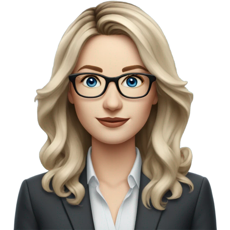 Shoulder length Balayage pale beautiful corporate woman with glasses and blue eyes emoji
