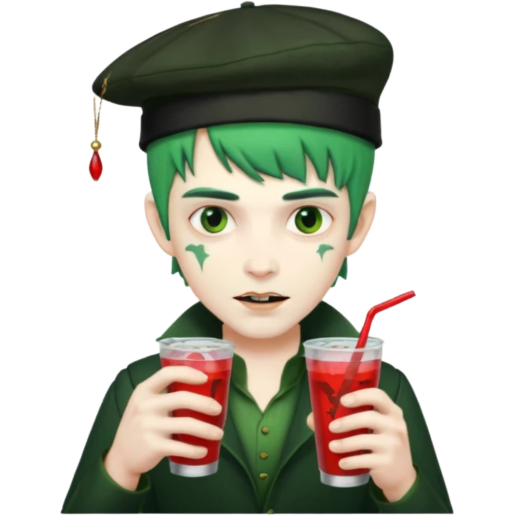vampire men  green hair Drink holders with hat  emoji
