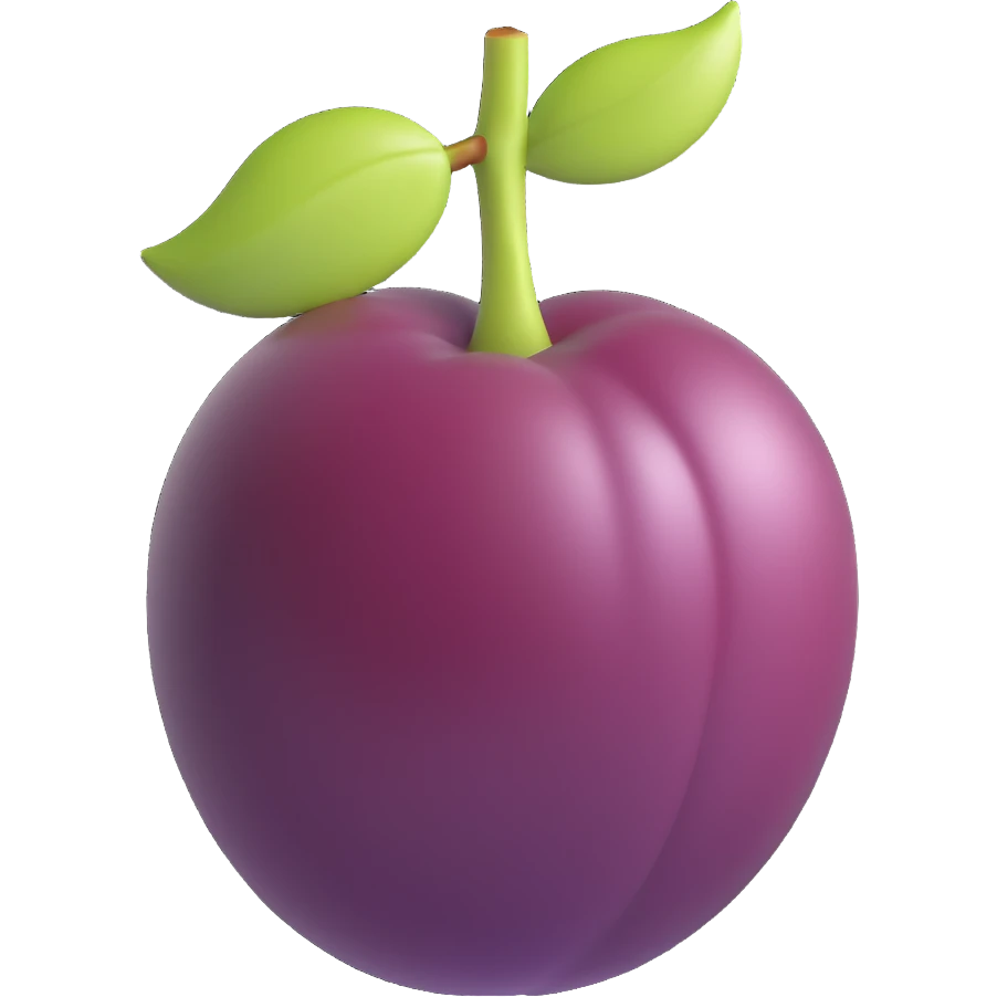 a plum with a bite mark emoji