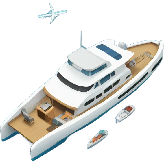 Airplane over a bareboat catamaran emoji