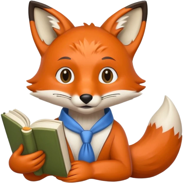 student fox with book emoji