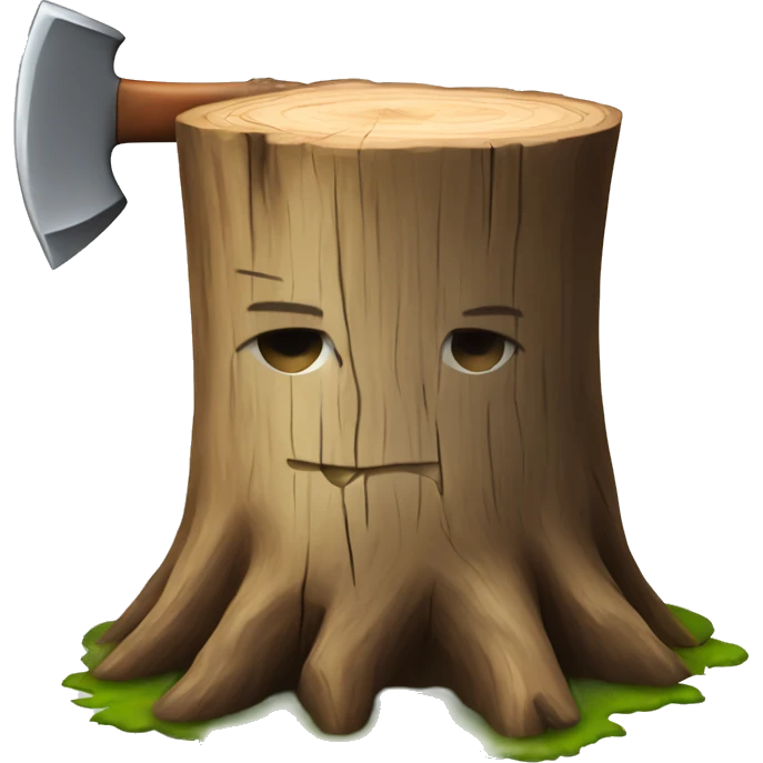 Tree stump with an axe cleaved in  it  emoji