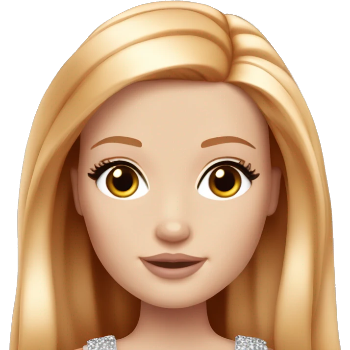 Extra glam barbie with brown eyes, pale skin, ginger long hair  emoji