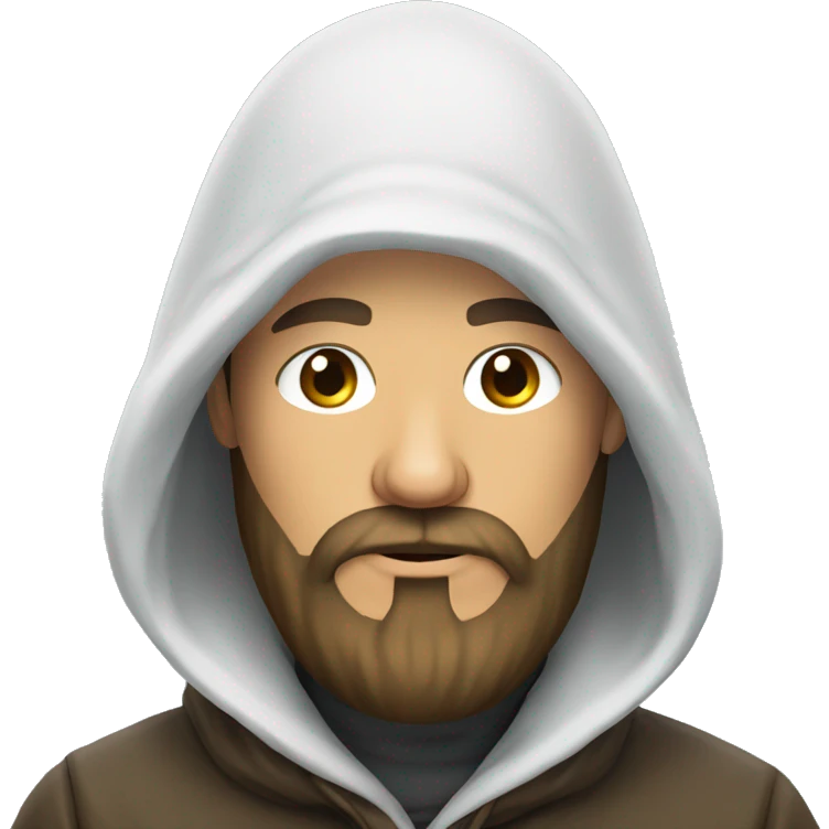 Russian man with beard in a hood covered with snow emoji