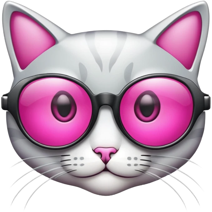 cat-eye shaped safety glasses with bright pink lenses, fashionable protection emoji