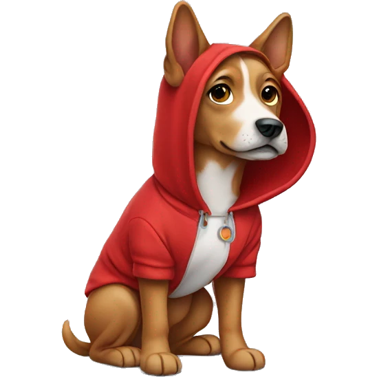 dog wearing red hoodie emoji
