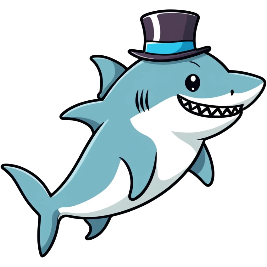 Shark with a top hat emoji