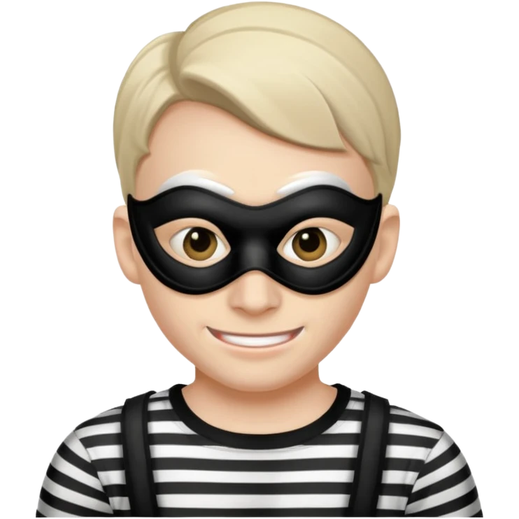 a portrait of robber, mask-wearing with sneaky eyes and a mischievous grin emoji