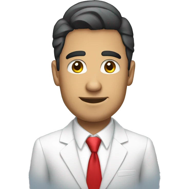 Hispanic man wearing white shirt and blue suit, red tie. Salesman  emoji