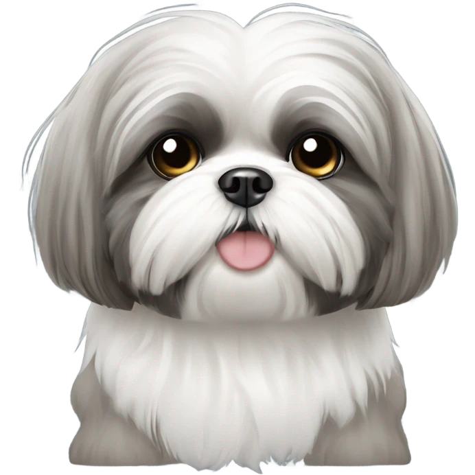 Grey and white Shih Tzu with hair so fluffy you can’t see his eyes  emoji