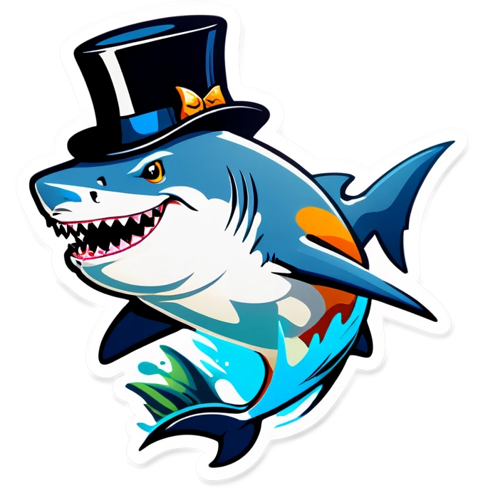 Shark with a top hat emoji