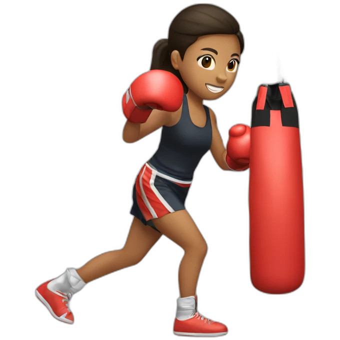 girl punching a muay tai boxing bag emoji