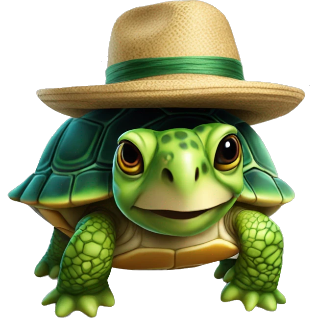photorealistic turtle in a hat  emoji