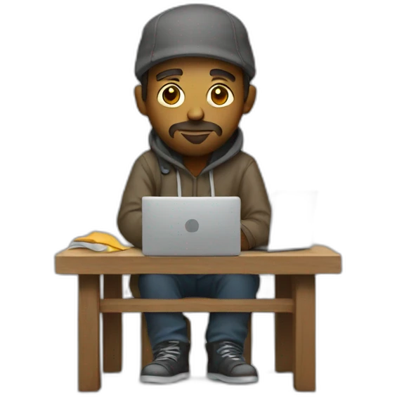 a homeless man works as a programmer emoji