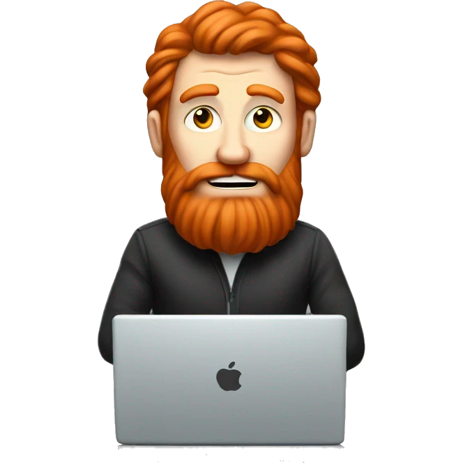 A very large red headed man on a computer emoji