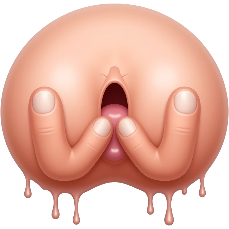 Vulva that is dripping with arousal that has fingers in it emoji