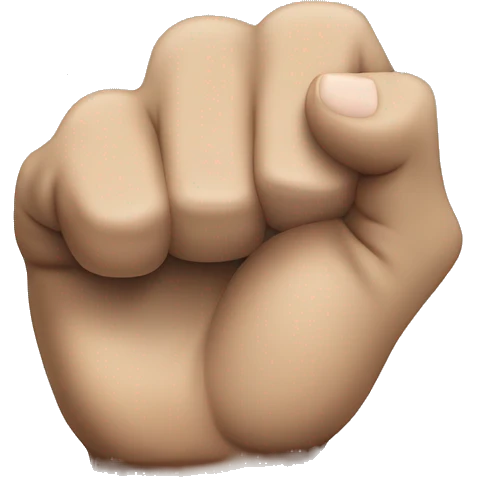 left hand fist, thumb visible between rightmost finger and previous finger emoji