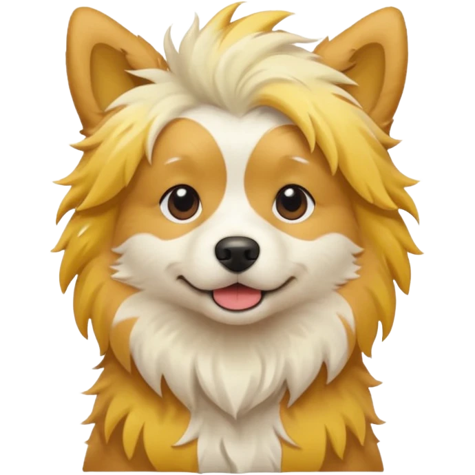 yellow and white dog with messy hair emoji