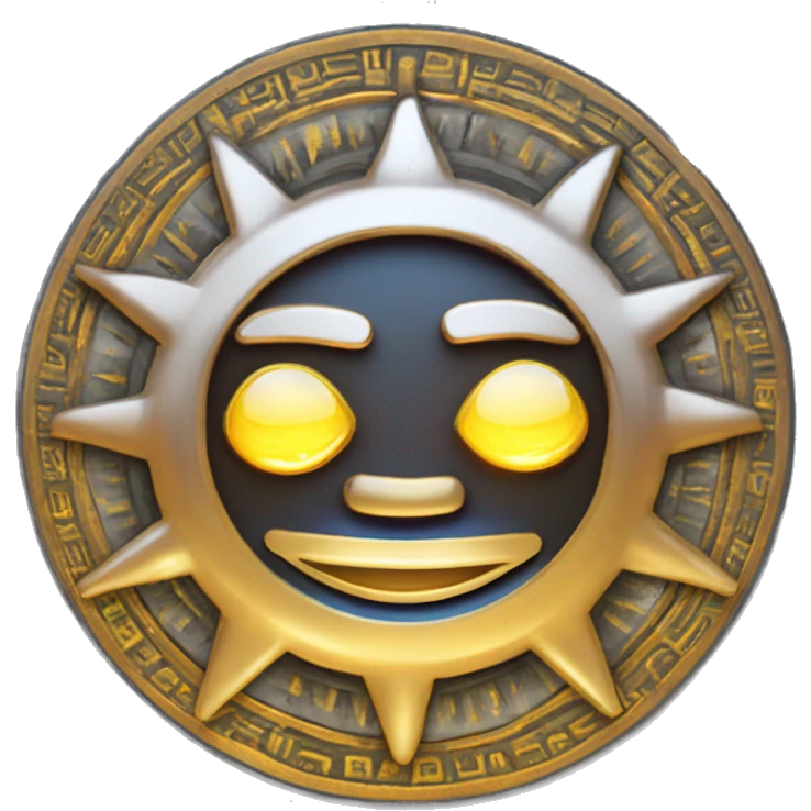 Un sol dorado sonriente con rayos de luz, representando la felicidad y la energía positiva, inspirado en la iconografía Inca del dios Inti emoji