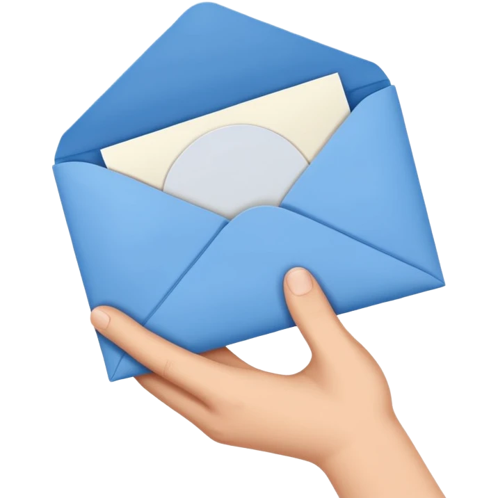 hand holding a letter emoji