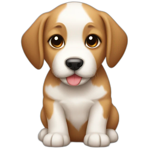 puppy with rice and love emoji