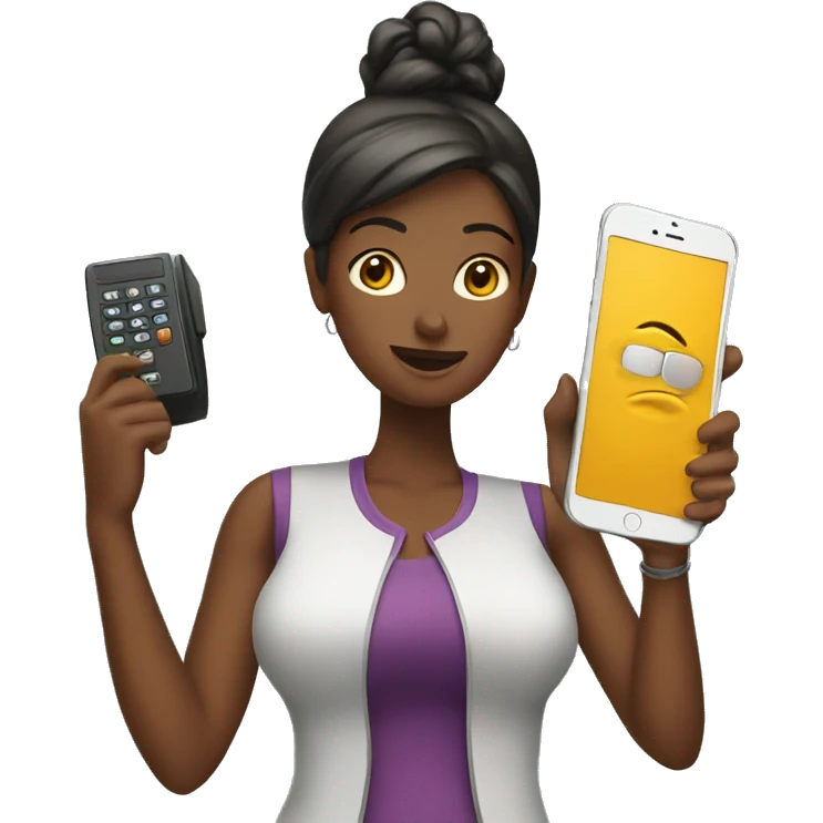woman showing big phone emoji
