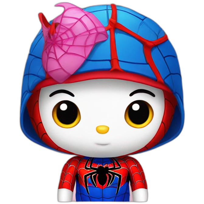 Hello kitty with a spider man cap (very cute) emoji