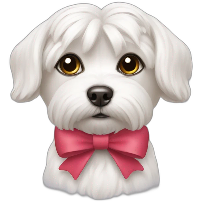 Maltese dog with bow on head emoji