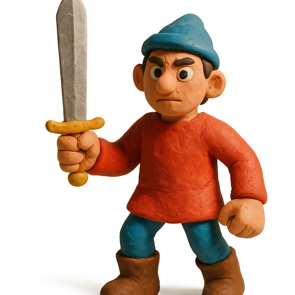 claymation style man with broadsword emoji