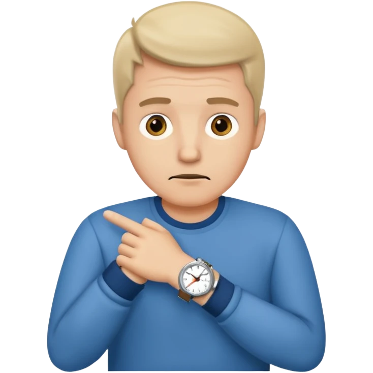bored man pointing at his watch on his wrist emoji