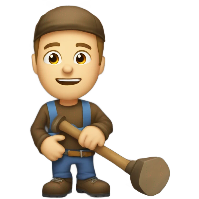 White guy waiting at the bottom of a chimney with a sledgehammer  emoji