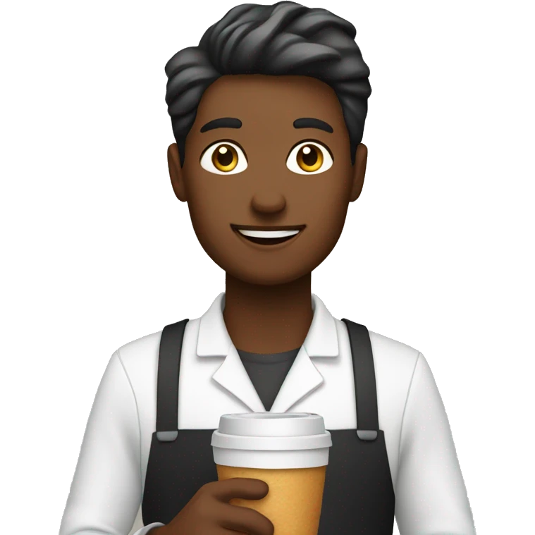 barista holding coffee and croissant emoji