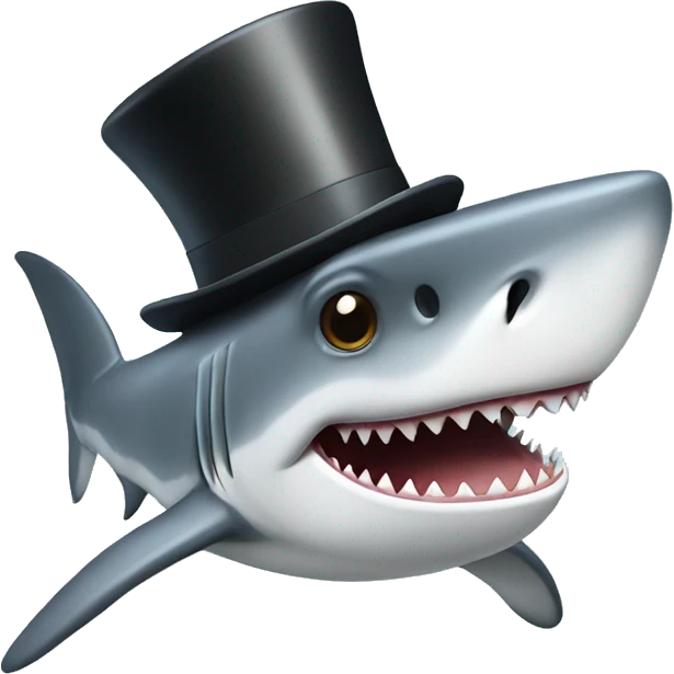Shark with a top hat emoji