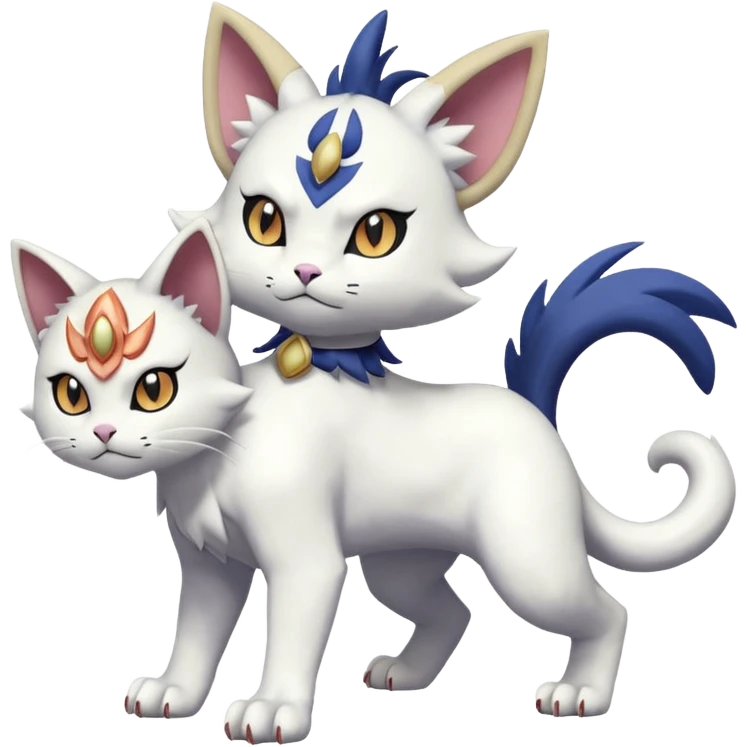 Delcatty-Absol-Meowth-Gatomon-fusion, full body emoji