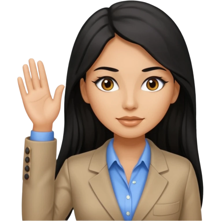 직업이 마케터인 왼쪽 눈 밑에 점이 있는 검정 긴 머리의 예쁜 여자 emoji